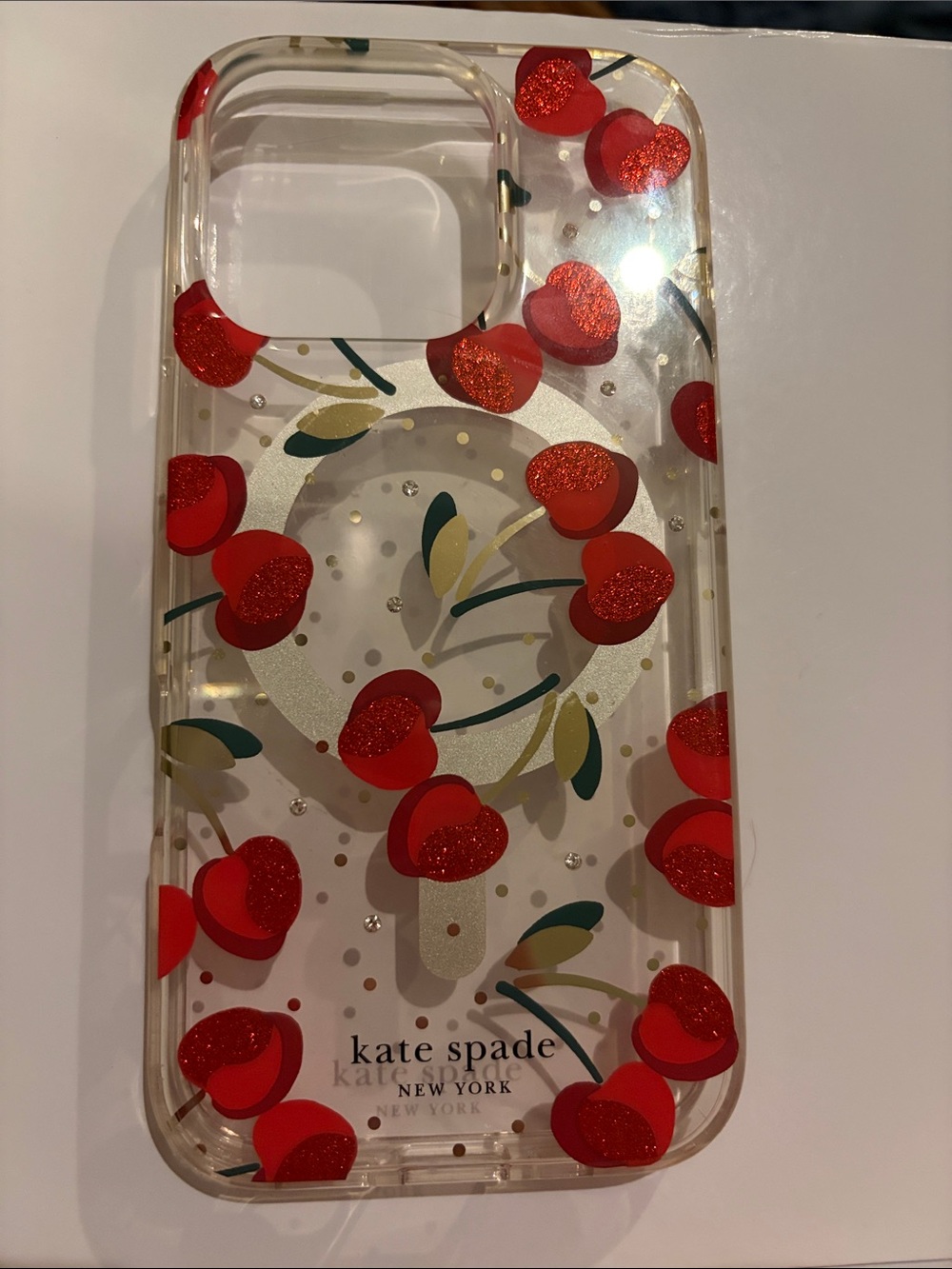 iPhone 16 Pro kate spade Clear Phone Case with Red Cherry Motif